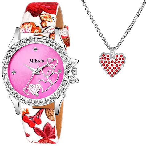 Mikado Pink Adorable Women Watch Bracelet and Watch Combo Analog Watch ...