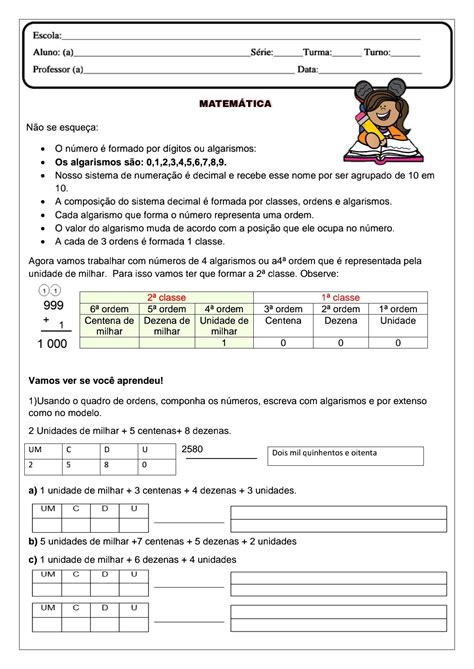 Atividades De Sistema De Numeração Decimal - ZULEDU