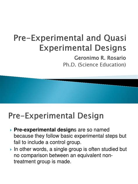 Pre-Experimental and Quasi Experimental Designs | PDF | Design Of ...