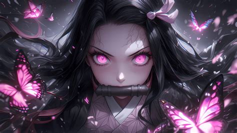 Pink aesthetic Wallpaper 4K, Nezuko Kamado