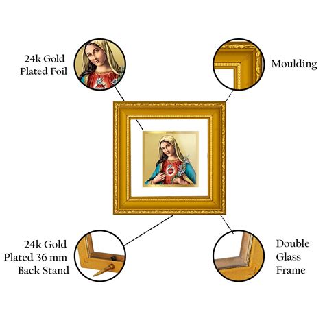DIVINITI 24K Gold Plated Mother Mary Photo Frame For Home Decor, Festi ...
