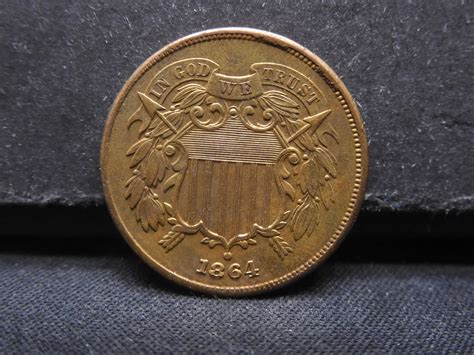 1864 Us 2 Cent Piece, Full We, Unc. Gorgeous Piece Auction
