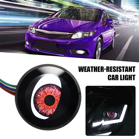 Universal Car LED Headlights Easy Installation 12V Input Voltage Dynamic Multi-modes Devil Eye ...