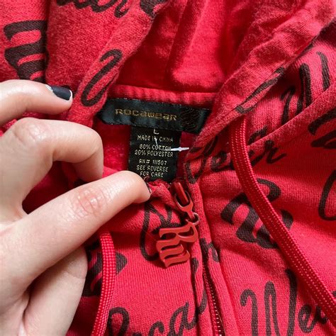 Rocawear Women's Red and Black Hoodie | Depop