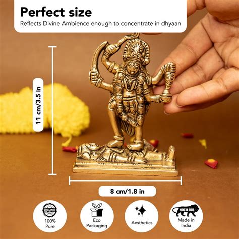 100% Pure Brass Kali Maa Idol (11 cm) for Car Dashboard, Pooja Room ...
