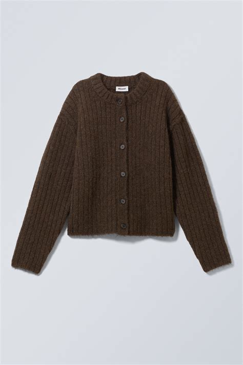 loose knitted cardigan - Dark Brown Melange | Weekday WW