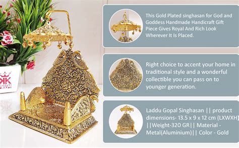 Buy KridayKraft Metal Ladoo Gopal Singhasan with Chatri Krishna Idol ...