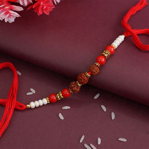 Send Beaded Rudraksha Rakhi Online