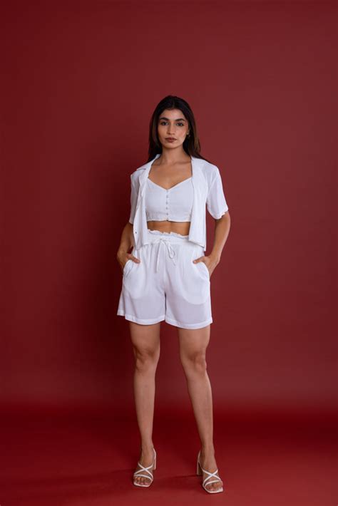 White Boxy Fit Shirt Co-ord Set – labelreyya