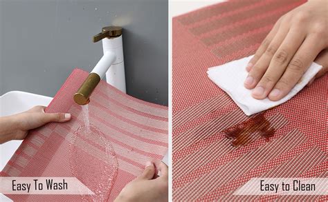 HOKIPO PVC Washable Table Mats for Dining Table - 45x30 cm, Set of 6 ...