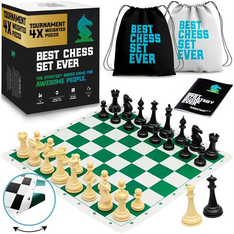 Best Chess Set Ever 4x Quadruple Weighted Tournament Chess Board ...
