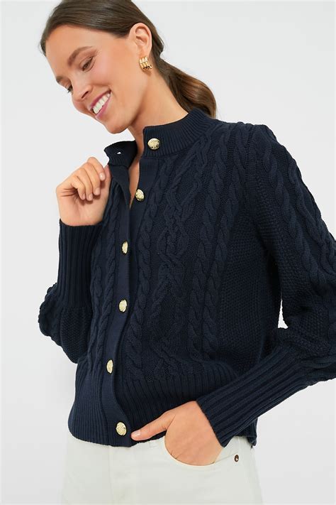 Navy Cotton Colette Cardigan | Tuckernuck | High waisted pants, Bishop ...