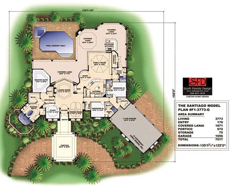 South Florida Design Tuscan 1-Story Luxury House Plan-South Florida Design