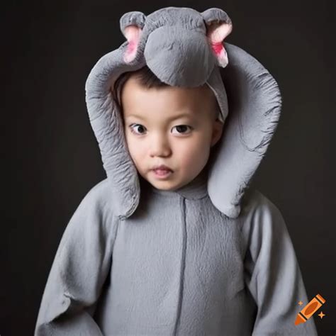 Child in a caramel brown dog plush costume with zipper and white oval ...