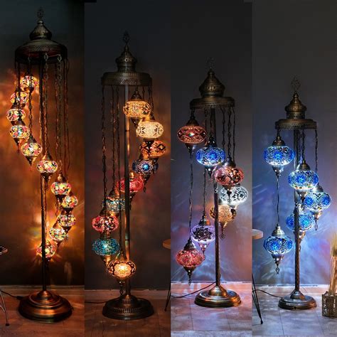 Customize Floor Lamp, Turkish Lamp, Moroccan 9 Globe Mosaic Lamp ...