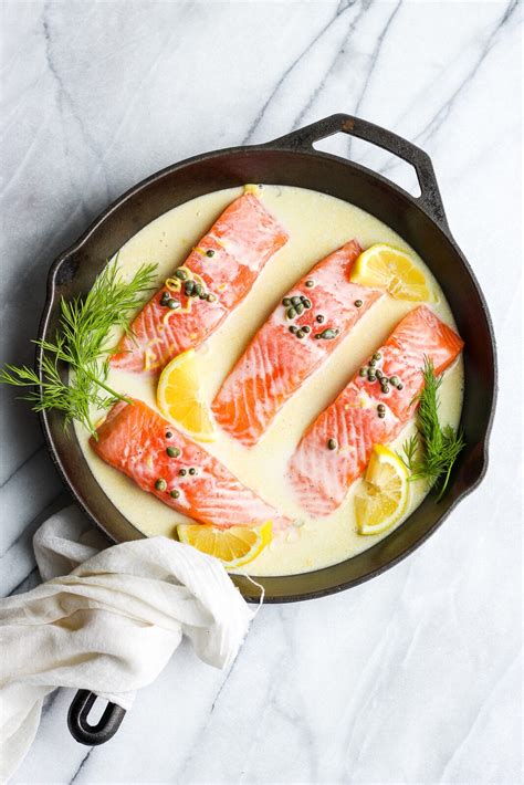 30 Minute Creamy Lemon Caper Salmon Skillet - The Wooden Skillet