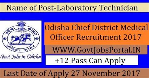 Government of Odisha Chief District Medical Officer Recruitment 2017 ...