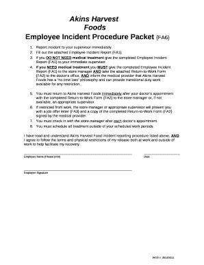 Employee Incident Procedure Packet FA6 Doc Template | pdfFiller