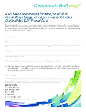 Cincinnati Bell Energy Disconnection Fee Reimbursement Form - Blank ...