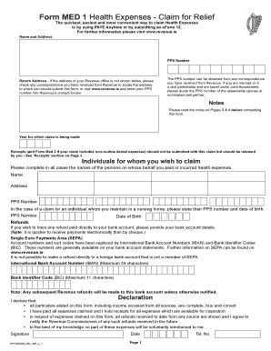 Form MED 1 Health Expenses - Claim for Relief - Blank Fillable Template ...