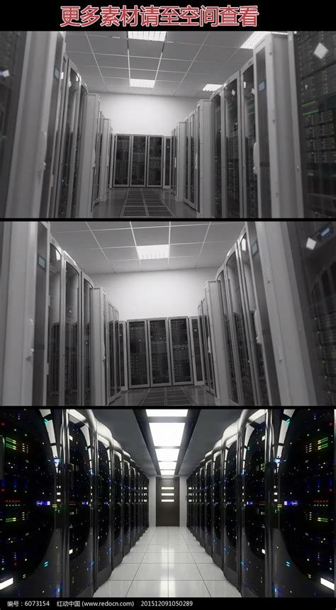 数据中心机房服务器视频素材_红动网