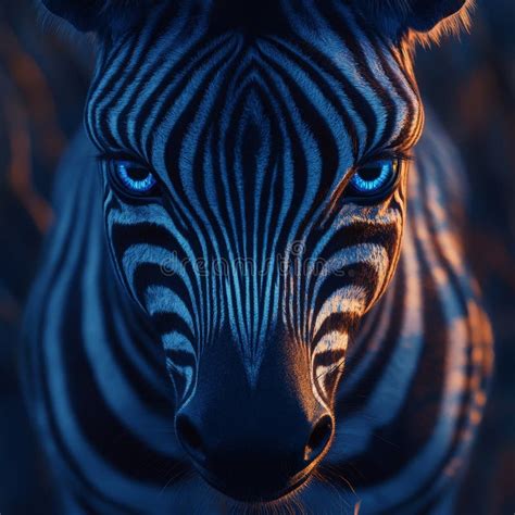 A Dramatic Close-up of a Zebra with Piercing Blue Eyes and Sharp ...