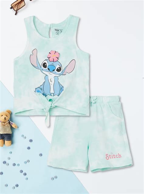 Buy Girls Lilo & Stitch Print Shorts Set Online at just Rs. 599.0 ...