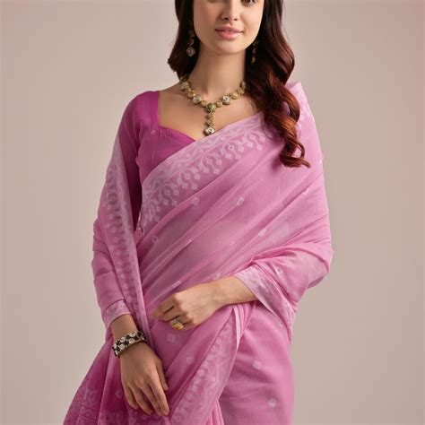 Pink Muga Cotton Jamdani Saree – Gajarai