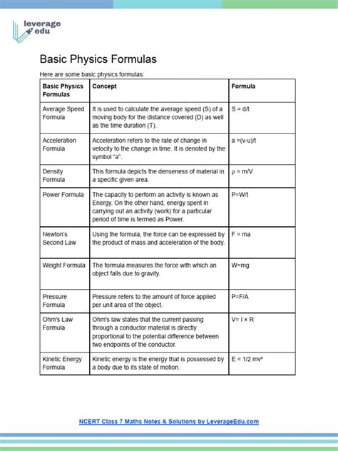 Beginner Physics Formulas 的图像结果