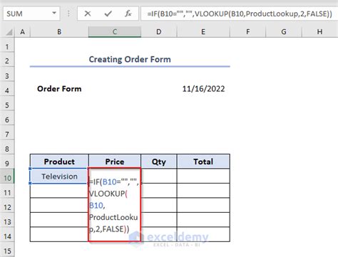 Image result for How to Create a Simple Order Form in Excel
