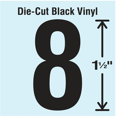 1 1/2 in Character Ht, Indoor/Outdoor, Number Label - 30WZ96|DBV-1.5-8 ...