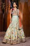 Buy Green Blouse And Lehenga Skirt Natural Silk, Dupatta Vanya Hand ...