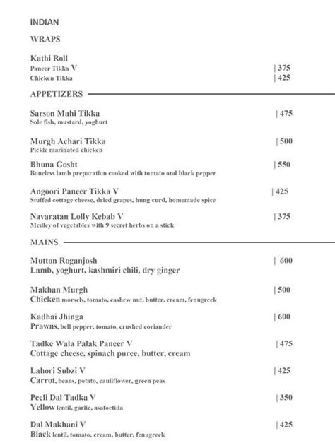 Menu at Marriott On Wheels By JW Marriott, Chandigarh