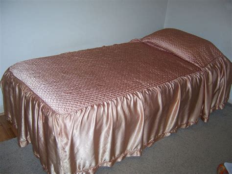 1950's Pair of Twin Quilted top Satin bedspreads by vintageroseOR, $62. ...