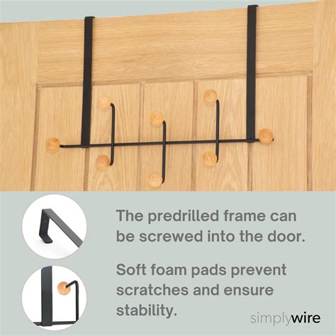 Over Door Coat Rack – 8 Wooden Hooks - Black – simplywire
