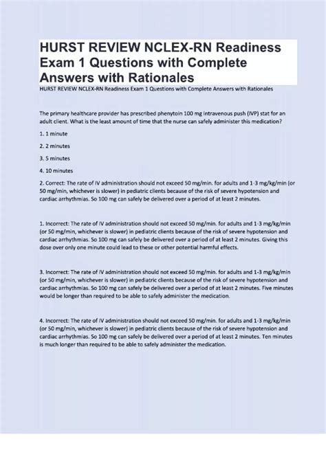 HURST REVIEW NCLEX-RN Readiness Exam 1, (LATEST 2025 / 2026 UPDATE ...