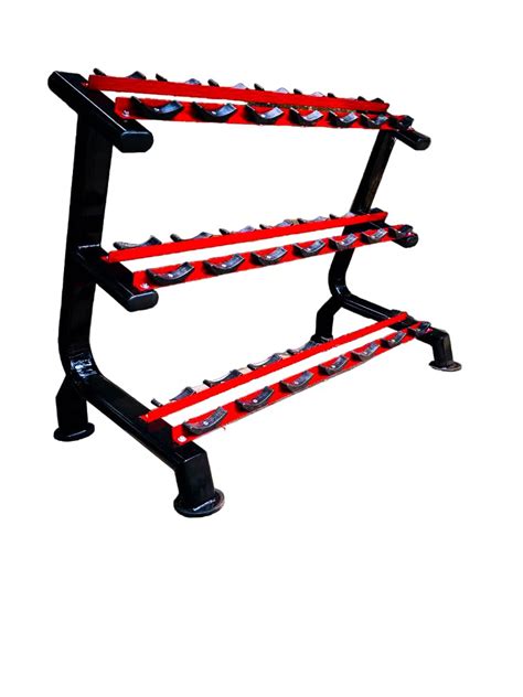 Body Maxx Heavy Duty 3 Tier Dumbbell Rack With Holding Hooks Red And ...