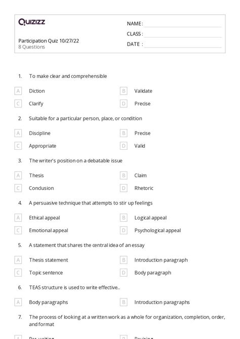 50+ Persuasive Essay Structure worksheets for 8th Class on Quizizz ...