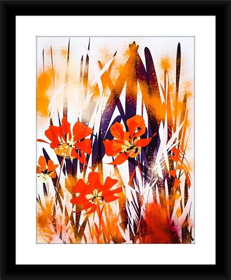 SHSWorks Poppy Flowers Framed Digital Reprint Wall Art Canvas Painting ...