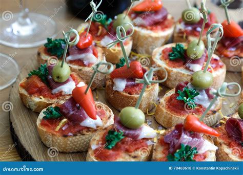 Pinchos, Tapas, Spanish Canapes, Party Finger Food Stock Photo - Image ...