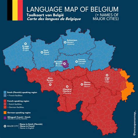 Language map of Belgium. by onceuponamap_ - Maps on the Web