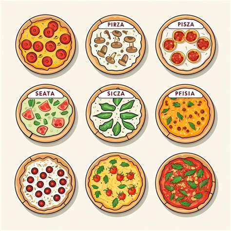 Premium Photo | Set of pizza icons Vector illustration of different ...