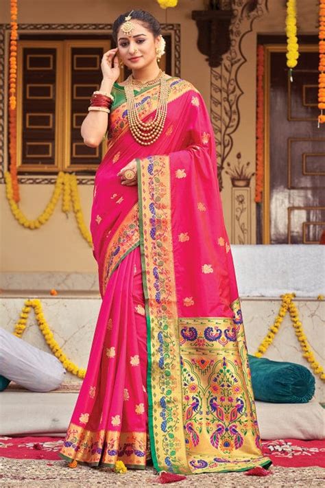 Buy Magenta Pink Paithani Saree 45331 Online | Karagiri