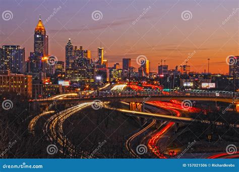 Atlanta, Georgia - Downtown View @ Sunset Stock Photo - Image of ...