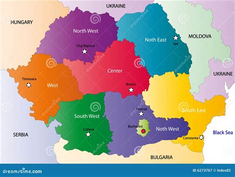 Map of Romania stock vector. Illustration of surface, blue - 6273767