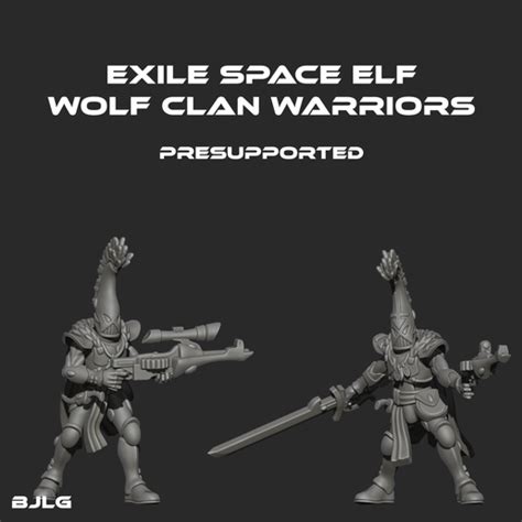 🛰 Exile Space Elf Wolf Clan Warriors・ 3D File for 3D printing・Cults