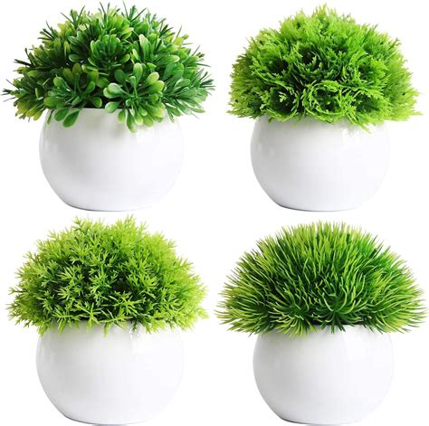Buy DecoratingLives Mini Cute Artificial Plants Bonsai Potted Plastic ...