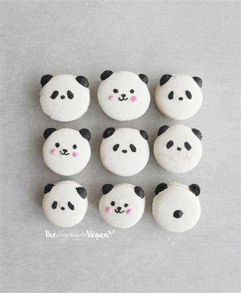White chocolate panda bear macarons recipe - The Little Blog Of Vegan