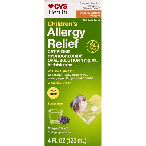 CVS Health Children's 24HR Allergy Cetirizine HCl Dye Free Oral ...
