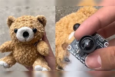 地摊套来的玩具熊冒红光拆开发现摄像头，当事女子：在家摆了几个月